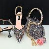 Luxury Women Pointed Shoes And Bag Set Full Diamond Decoration Metal Closure Bag